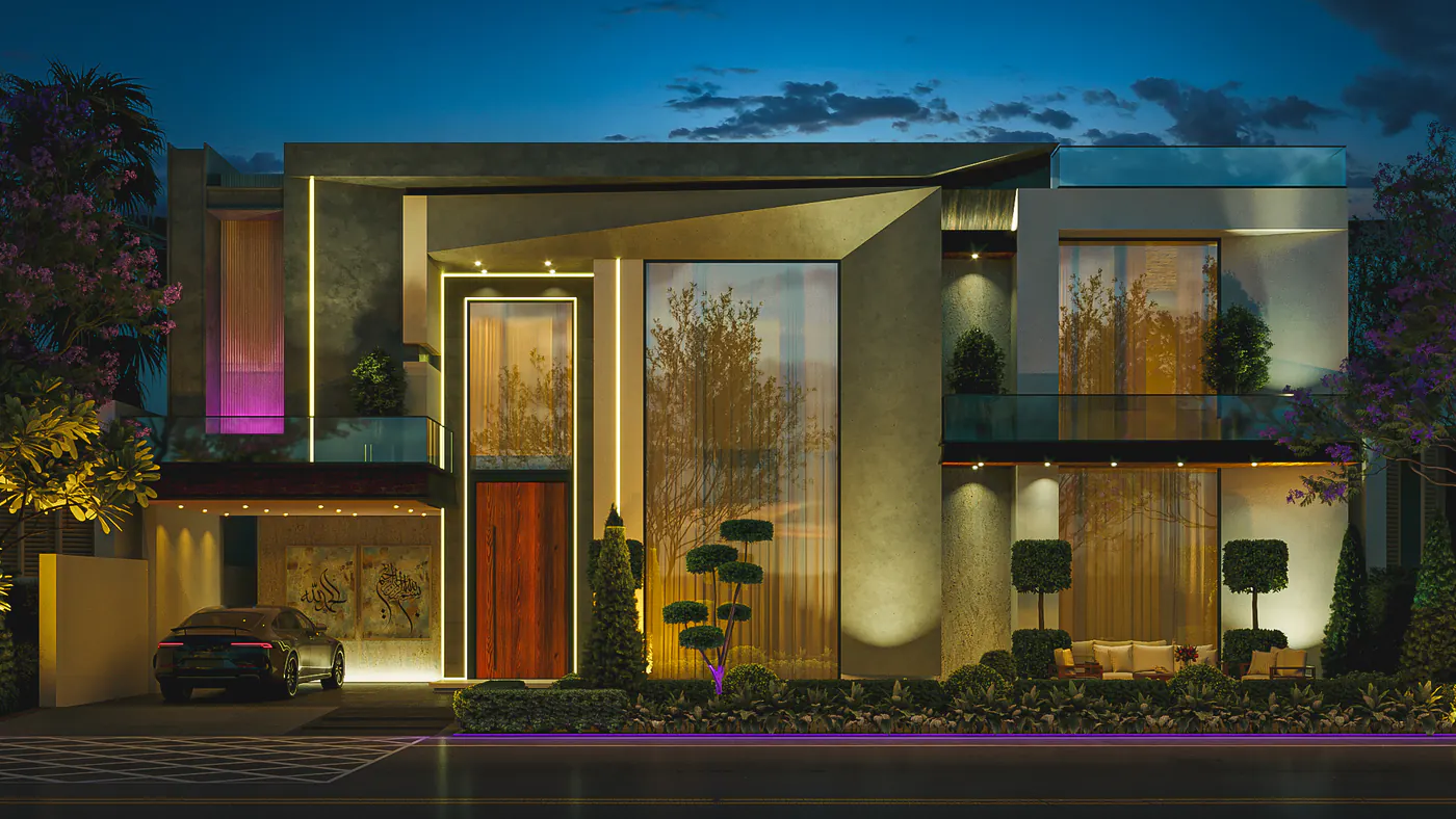 13 Marla house front elevation render in Multan by Janan Manzil
